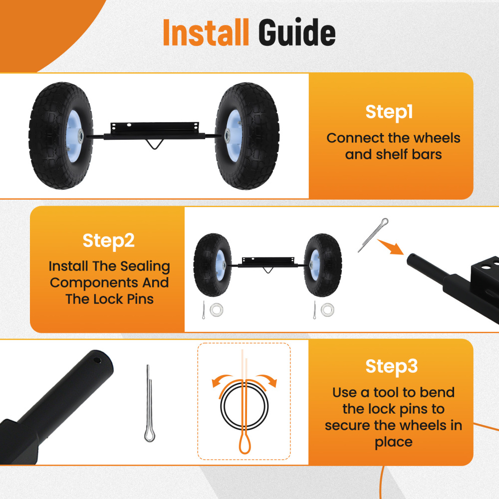 Durable Wheel Kit Steel Axles Hardware compatible for Honda Generator EU3000is Black Bliue