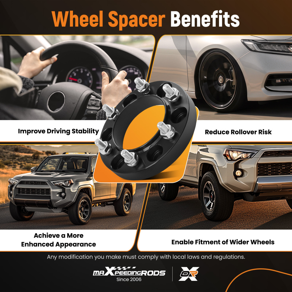 1 Inch Billet Wheel Spacers compatible for Toyota 4Runner/Tacoma/FJ/Compatible for Tundra 6x5.5 1996-2022