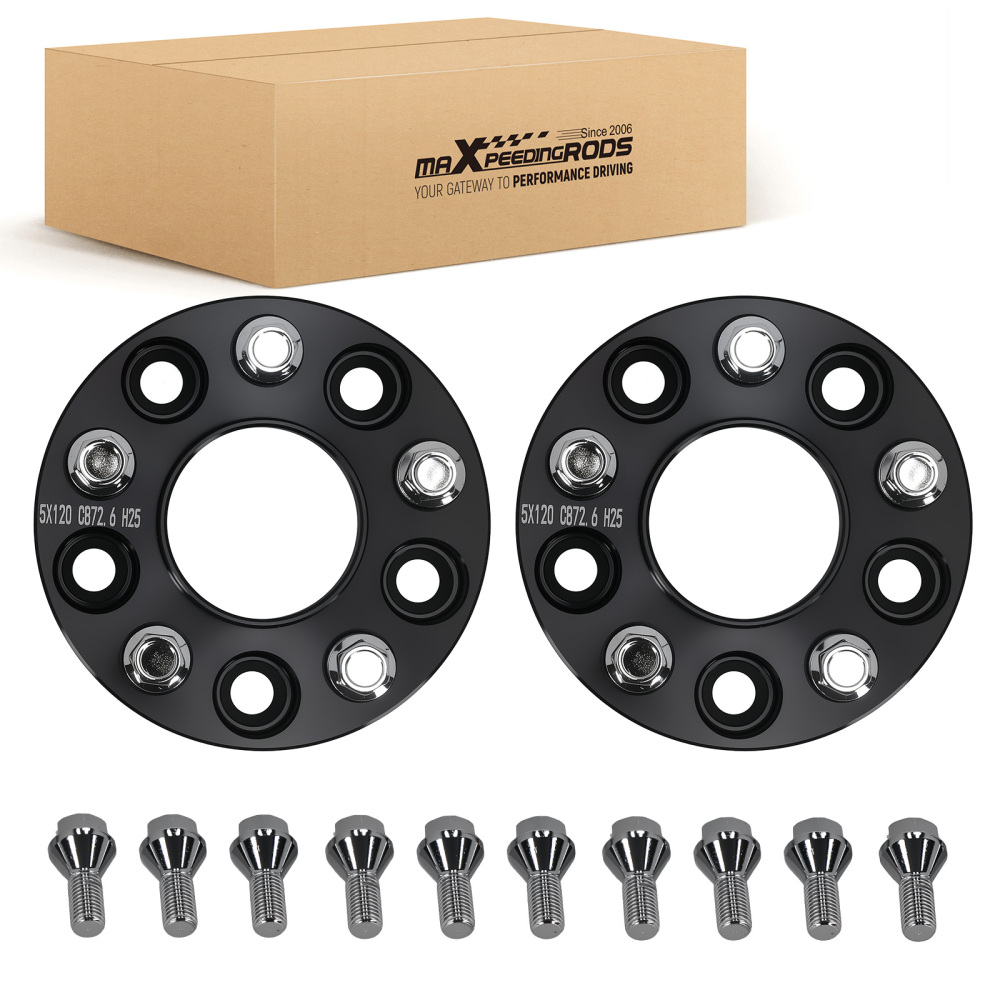 2x Distanziali 25mm 5x120 72.6mm compatibile per BMW 1/3/5 Serie M12x1.5 Lega 6061-T6