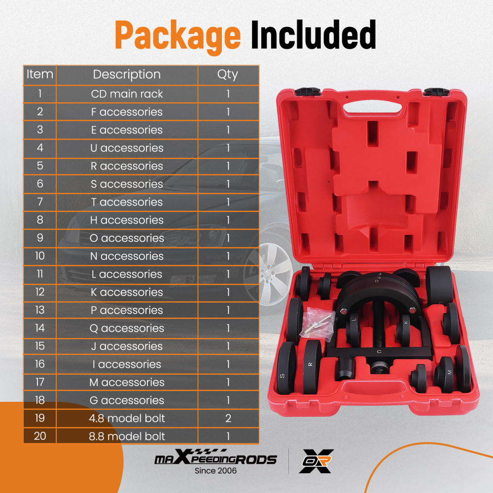 Master Wheel HubBearing Removal and Installation Tool Set C to U Sizes 21pcs