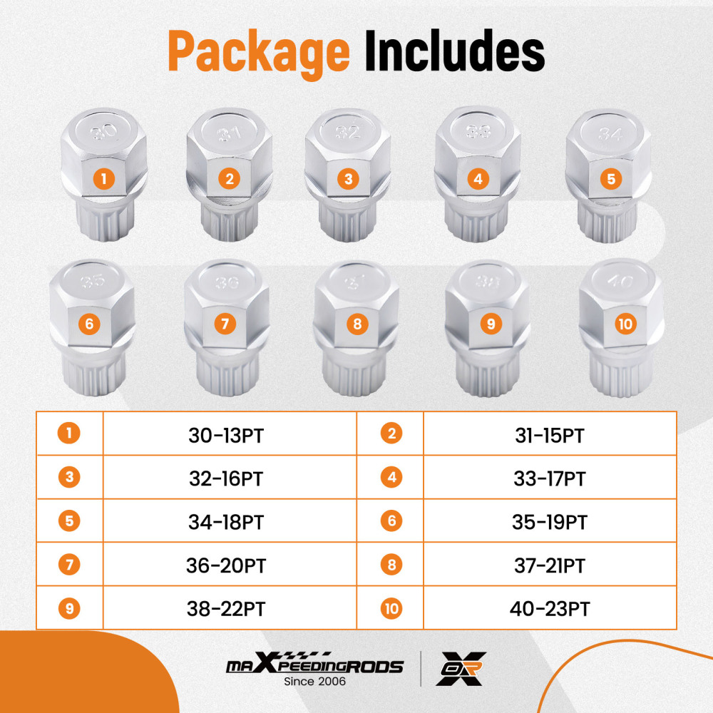 10PC Lock Wheel Nut Socket Set 13-23PT compatible for BMW Vehicles CRV 1/2in