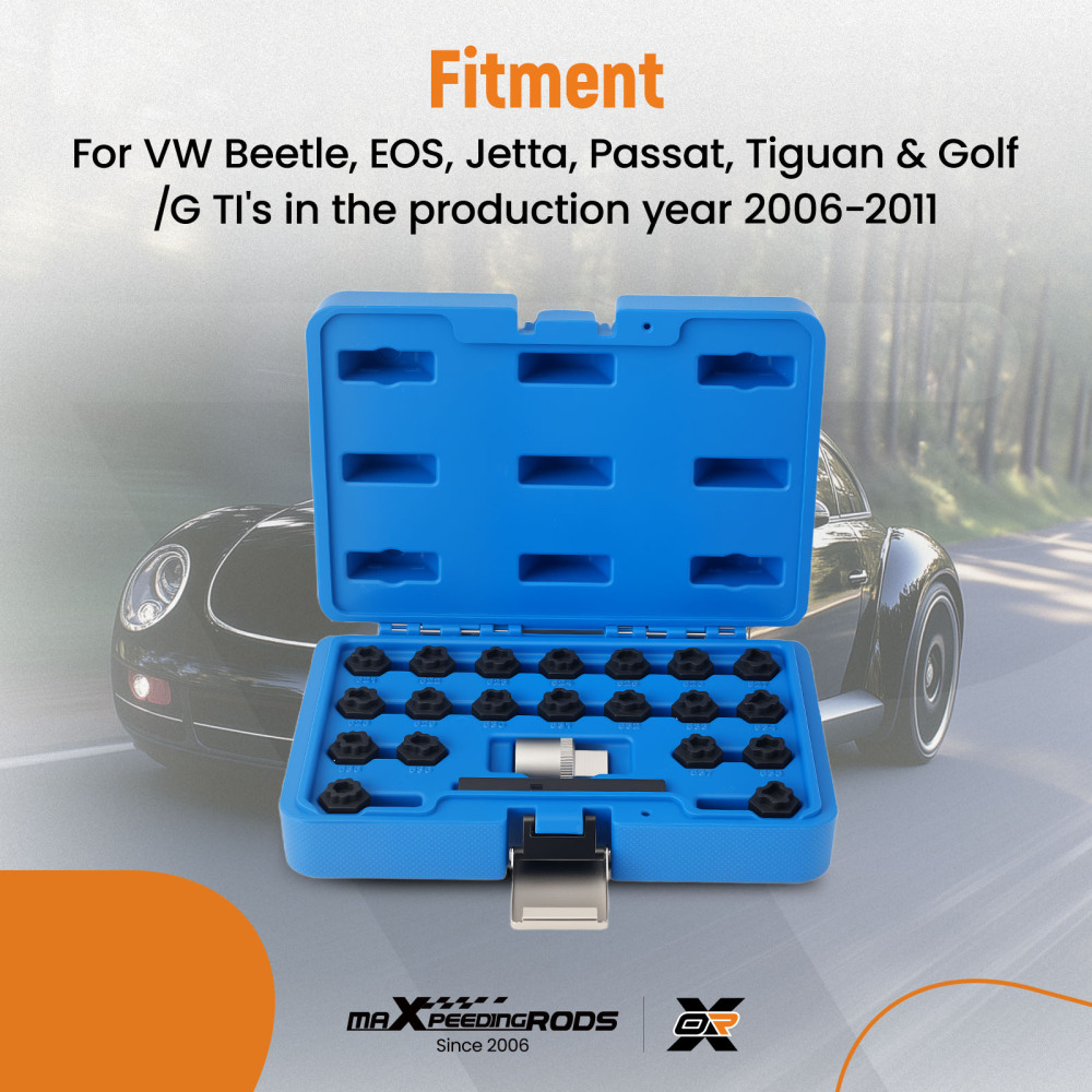 22pcs Anti-Theft Key Socket compatible for VW Beetle compatible for Golf GTI Passat Jetta Tiguan EOS