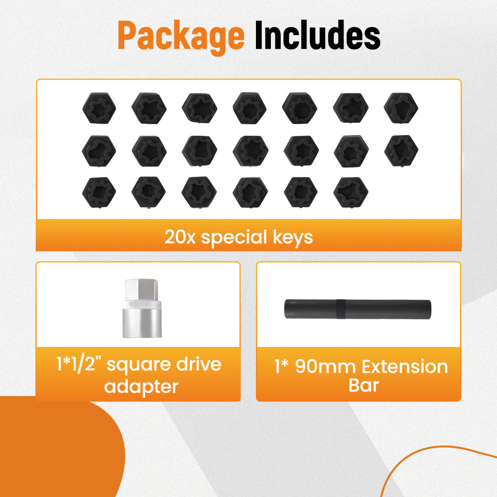 22pc Anti-Theft Locking Nut Socket Set compatible for VW Beetle Tiguan Jetta Passat