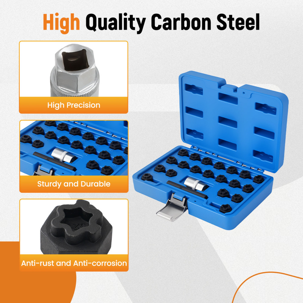 22pc Anti-Theft Locking Nut Socket Set compatible for VW Beetle Tiguan Jetta Passat