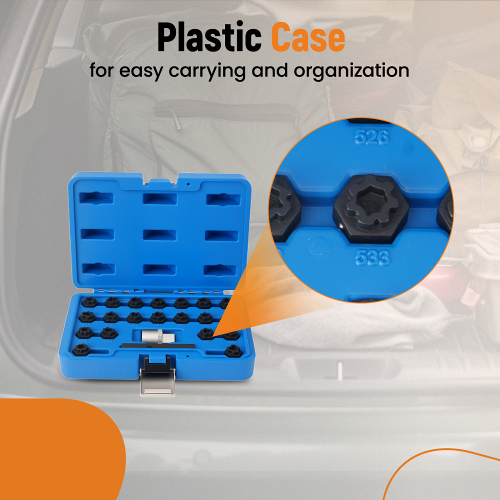 22pc Anti-Theft Locking Nut Socket Set compatible for VW Beetle Tiguan Jetta Passat