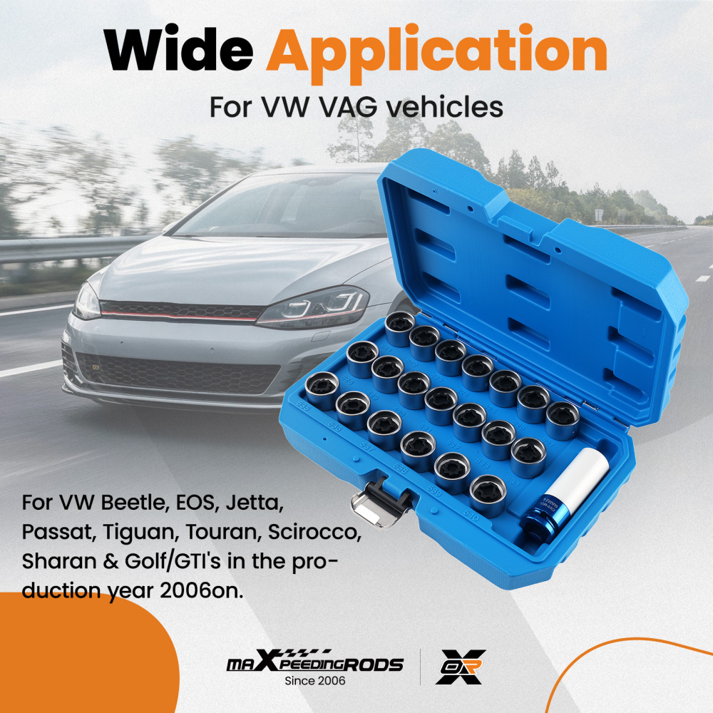 20pc Anti-Theft Wheel Key Set compatible for VW Passat Scirocco EOS Touran 2006on 17mm