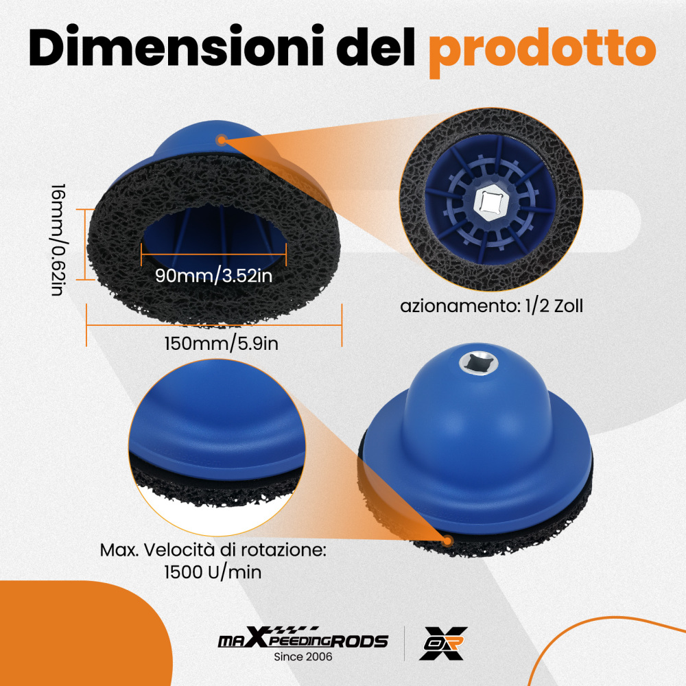 Disco Abrasivo Carburo Mozzo Ruote for Utensili 1/2 150mm Plastica SiC