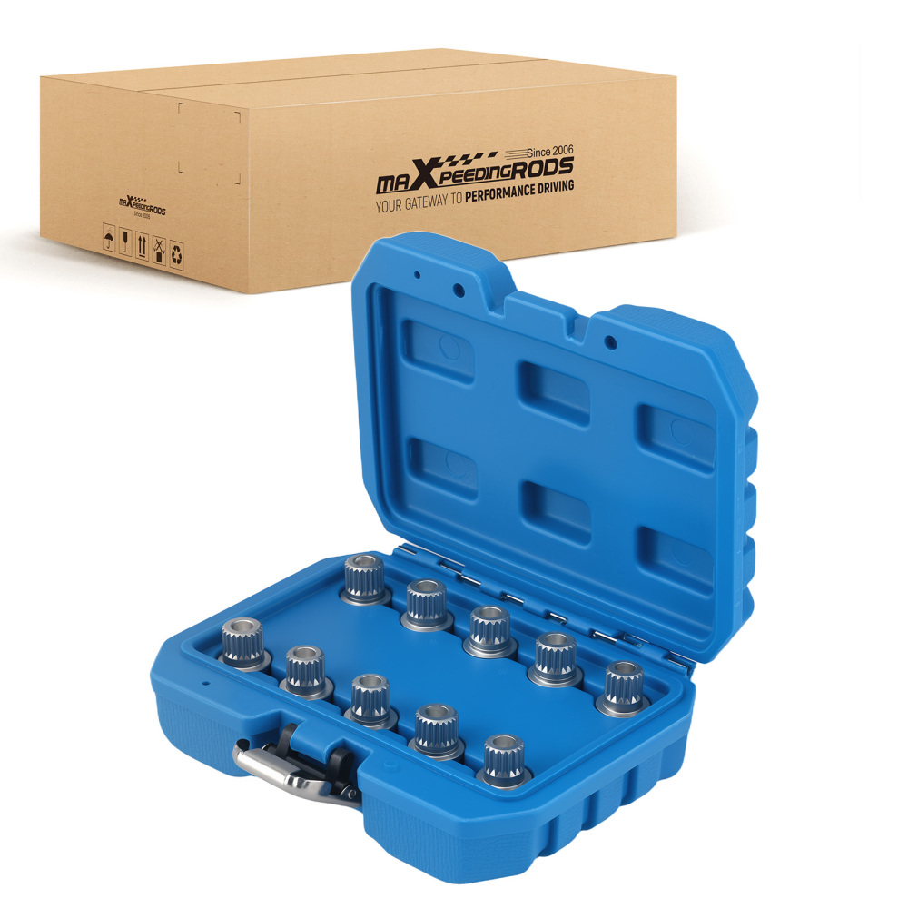 10 Piece Locking Nut Key Remover compatible for VW 17mm Socket Wheel Set 10-21pt CRV