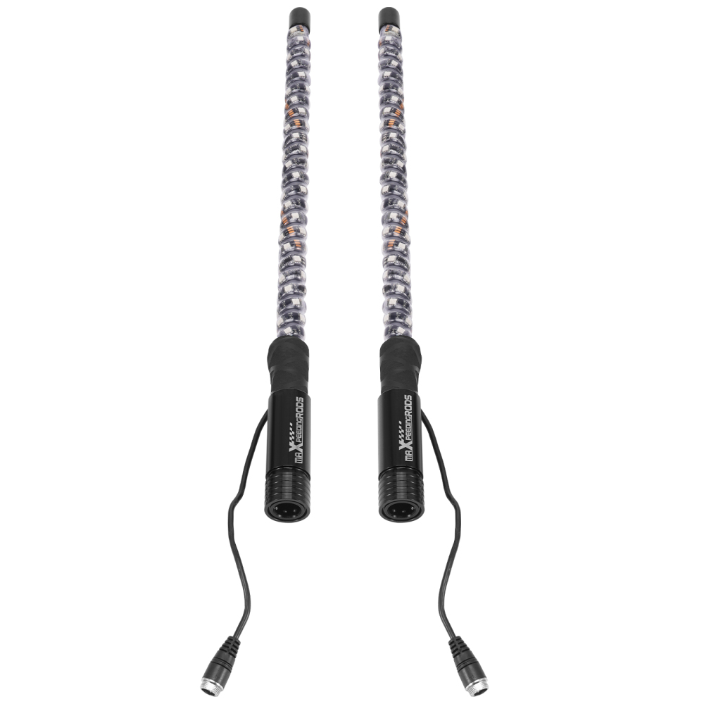 maXpeedingrods 2PCS 2FT RGB Spiral Whip Lights with App & Remote Control Microphone Detection, LED Chasing Lighted Whip with DIY Patterns Flags Driving Alignment, Signal Light for UTV ATV Can-Am Boat