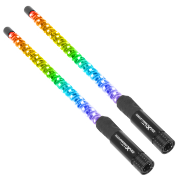 maXpeedingrods 2PCS 2FT RGB Spiral Whip Lights with AppRemote Control Microphone Detection, LED Chasing Lighted Whip with DIY Patterns Flags Driving Alignment, Signal Light for UTV ATV Can-Am Boat