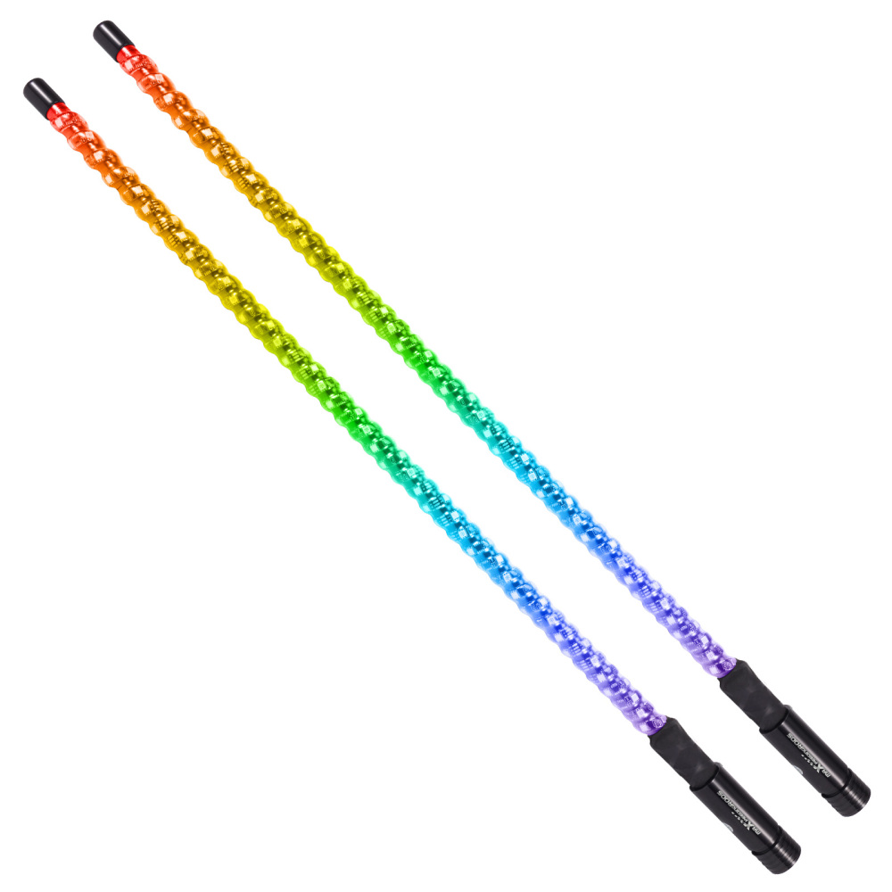 maXpeedingrods 2PCS 3FT LED Whip Lights with Music Mode App & Remote Control for UTV ATV Golf RZR Truck, RGB Spiral Long Chasing Lighted Whip with Flags Spring Base DIY Patterns Driving Alignment