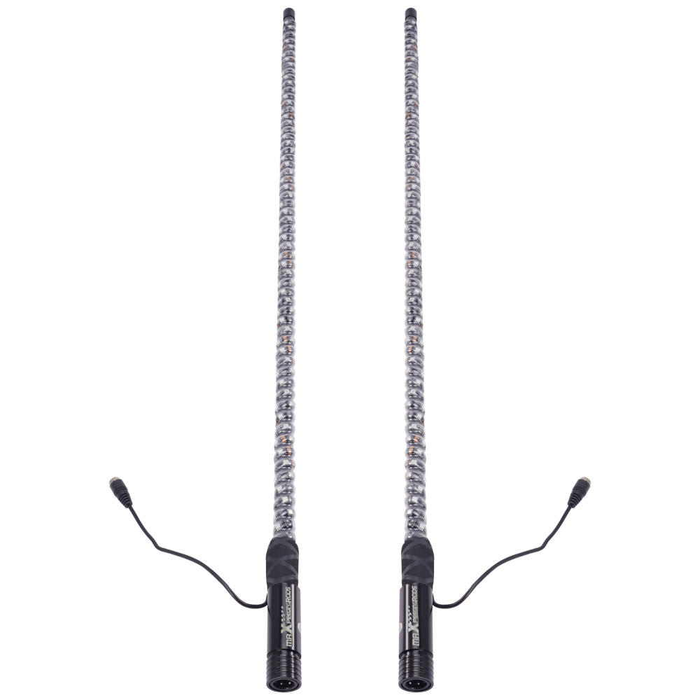 maXpeedingrods 2PCS 4FT RGB Spiral Whip Lights with Music Mode App & Remote Control for UTV ATV Side by Side, LED Long Chasing Lighted Whip with Flags Spring Base DIY Patterns Driving Alignment