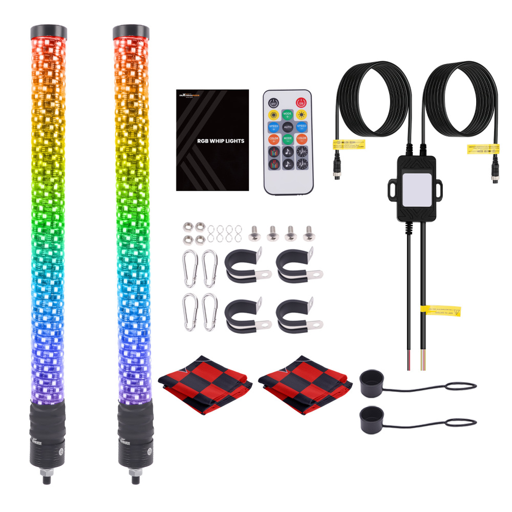 maXpeedingrods 2PCS 2FT Fatty LED Whip Lights with App & Remote Control, 1.9