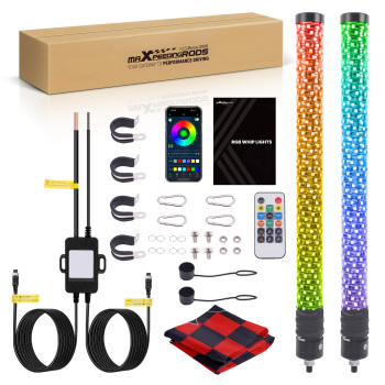 maXpeedingrods 2PCS 2FT Fatty LED Whip Lights with AppRemote Control, 1.9 Fat RGB Spiral Lighted Whip with Music Mode Flags DIY Driving Alignment, Accessories for UTV ATV Truck Motorcycle