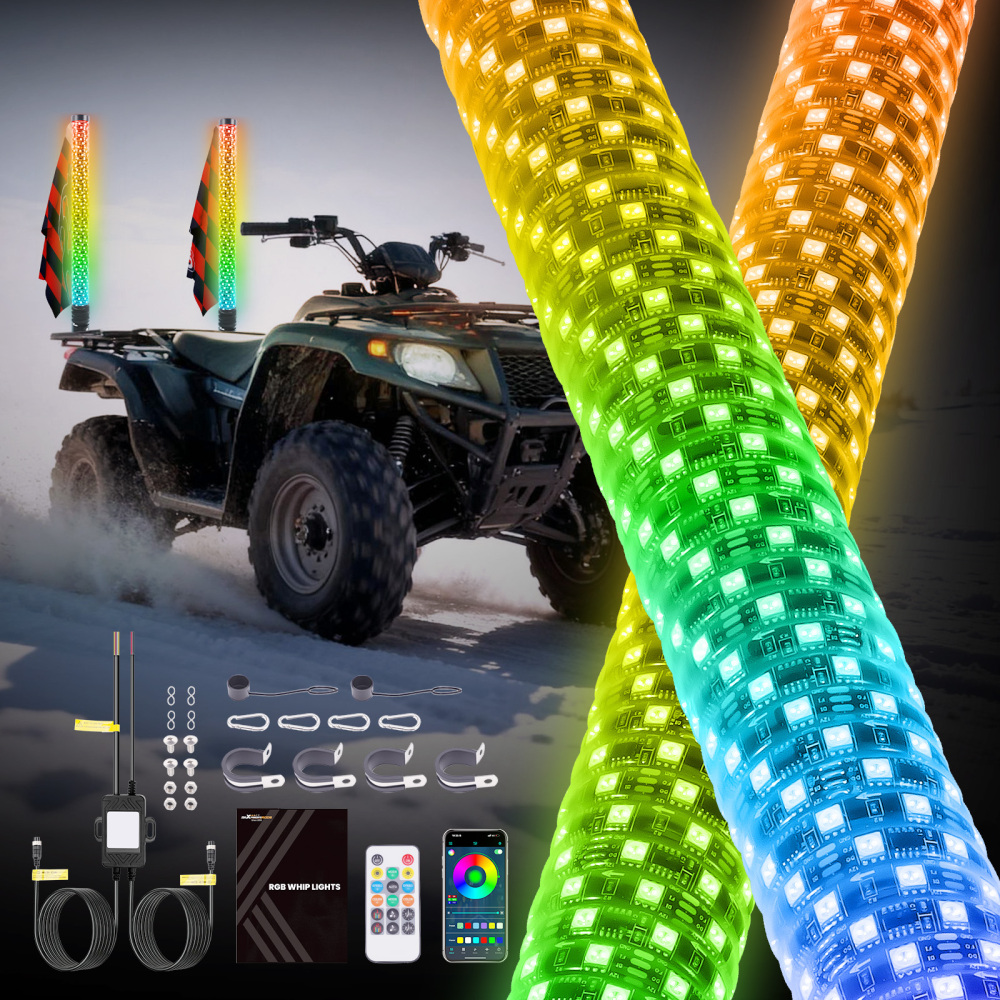 maXpeedingrods 2PCS 2FT Fatty LED Whip Lights with App & Remote Control, 1.9