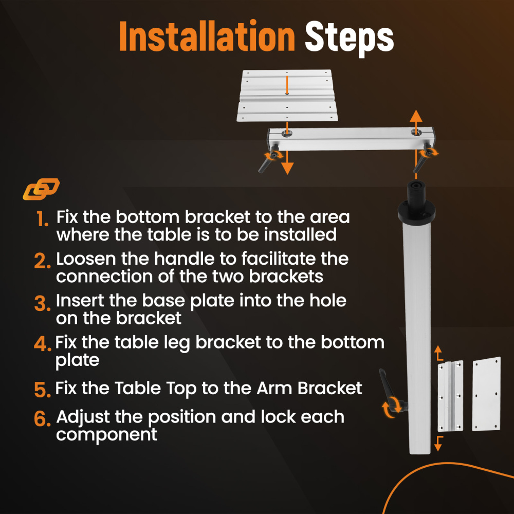 Swiveling Table Mount Adjustable 360 Swivel Table Leg For Marine Boat RV Caravan
