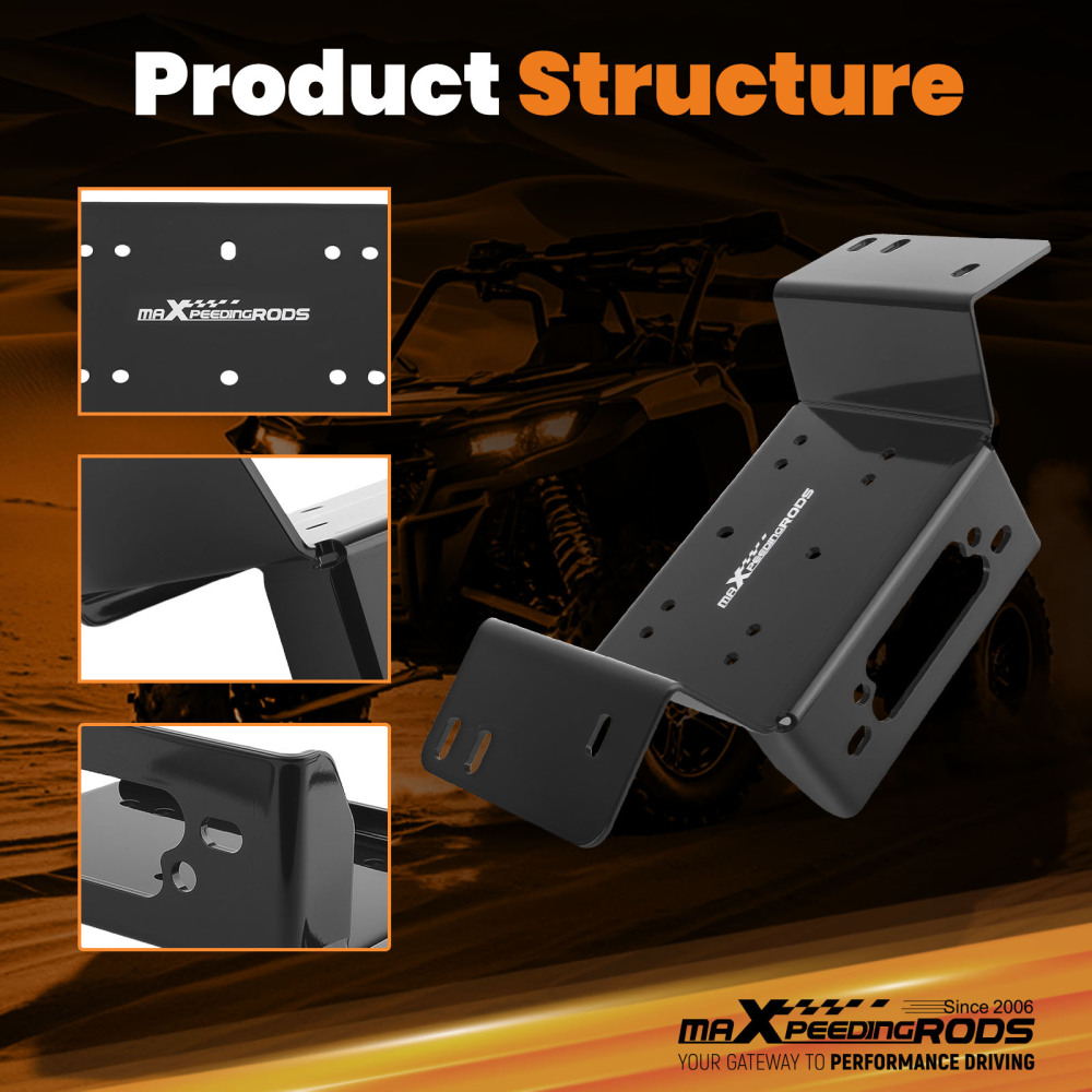 Winch Mount compatible for Honda Pioneer 700 700-4 UTV 2014-2024 Black Powder Coated