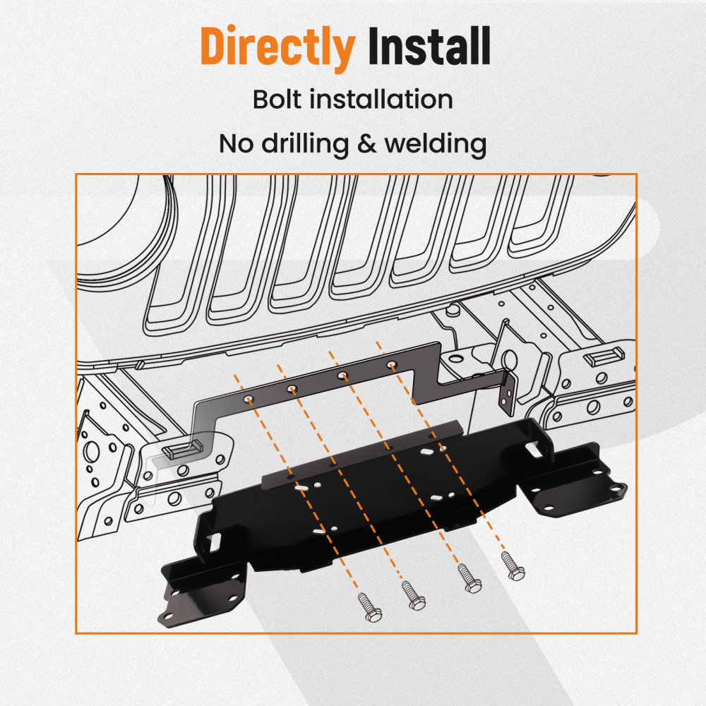 Front Bumper Winch Mount Plate 13,000lbs compatible for Jeep Gladiator JT with metal bumper