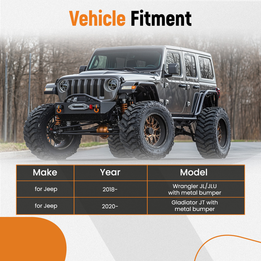 Front Bumper Winch Mount Plate 13,000lbs compatible for Jeep Gladiator JT with metal bumper