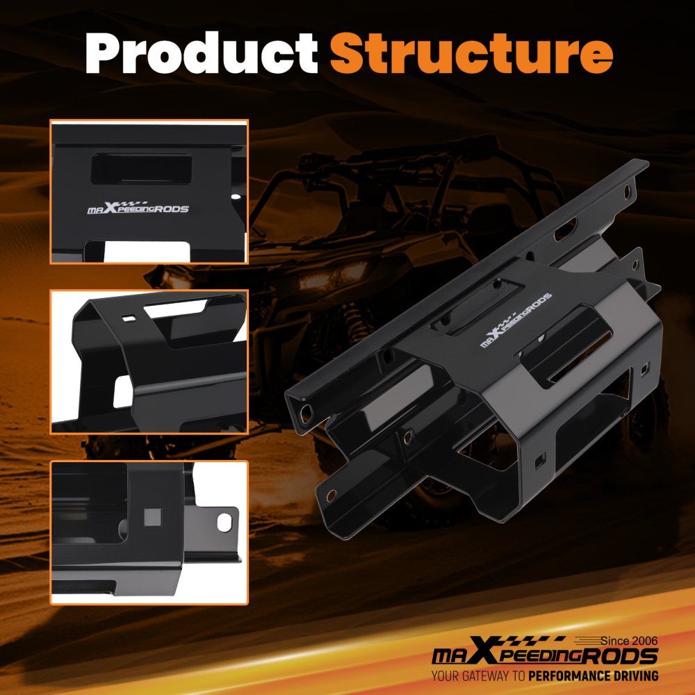 Winch Mount compatible for Polaris Sportsman 400/500/800 2005-2010 Black Powder Coated