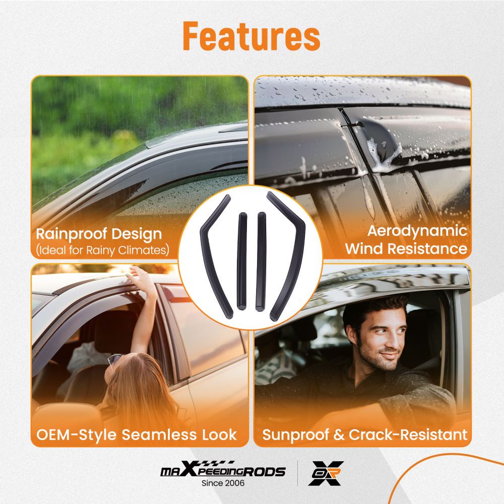 4Pcs Rain Guards Wind Deflectors compatible for Peugeot 2008 2012-2019 Window Visors