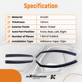 Acrylic Wind Deflectors compatible for Audi A6 C6 5-Door Avant 2004-2011 Window Rain Set