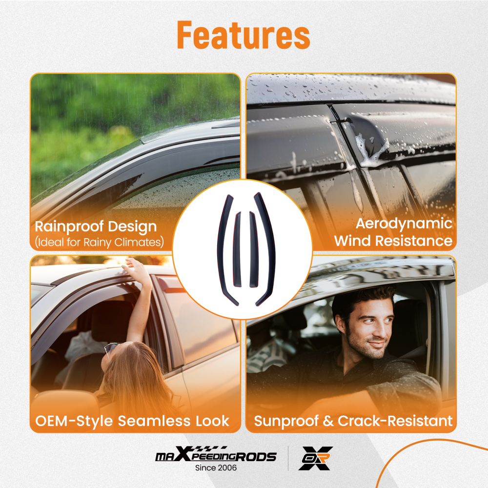 Acrylic Wind Deflectors compatible for Audi A6 C6 5-Door Avant 2004-2011 Window Rain Set