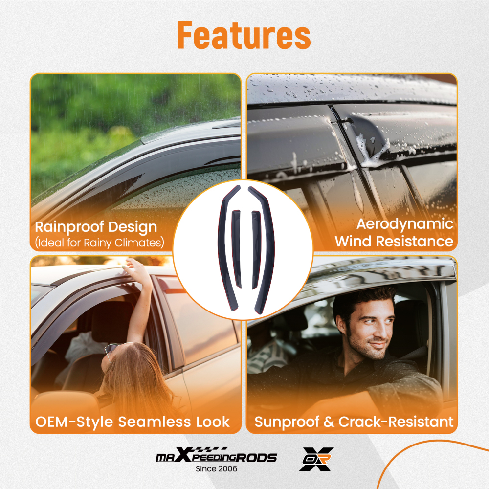 4 Door Acrylic Wind Deflectors compatible for Audi A4 B8 2009-2015 Saloon Visors 4-Door