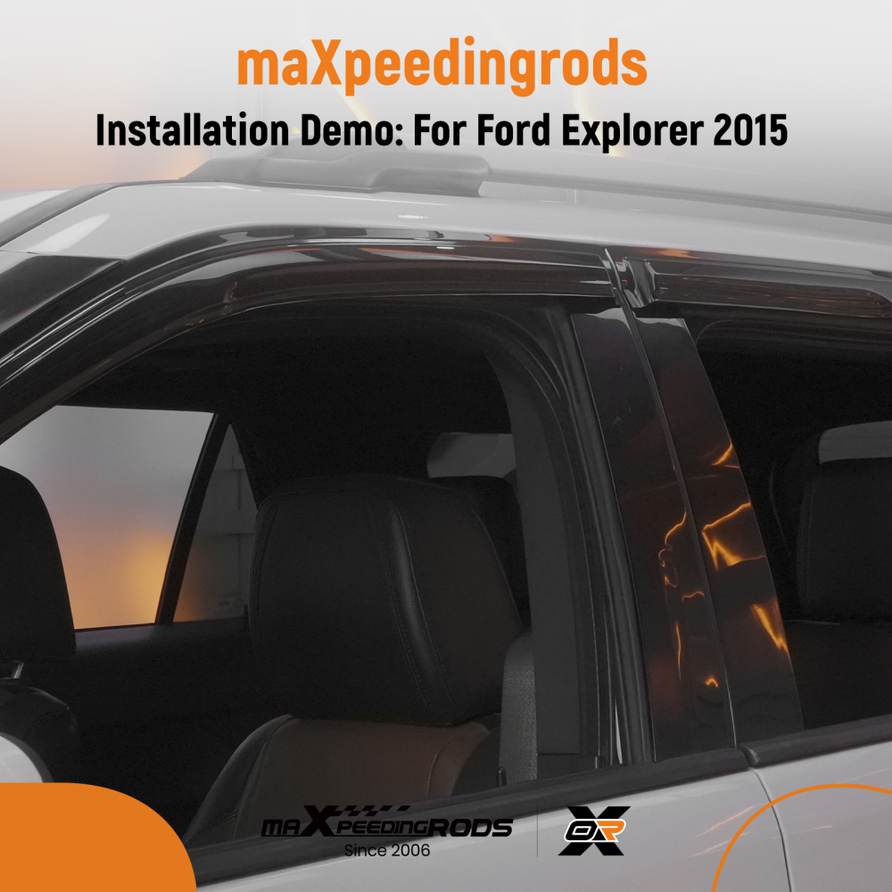 Acrylic Window Visors Rain Guards compatible for Ford Explorer 2011-2019 BlackSet