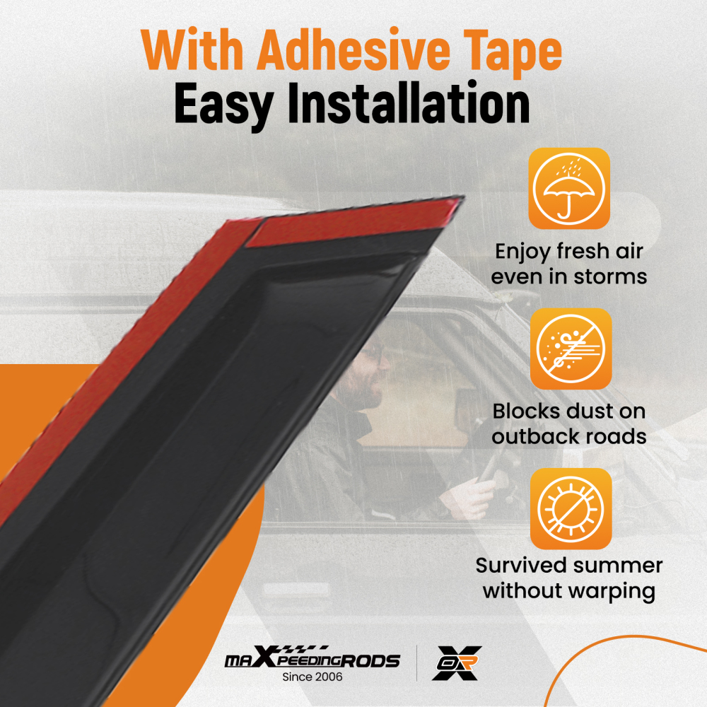 Door Rain Shield Guards compatible for Ford Mondeo 2015-2022 Outside Mount Black Set 4pc