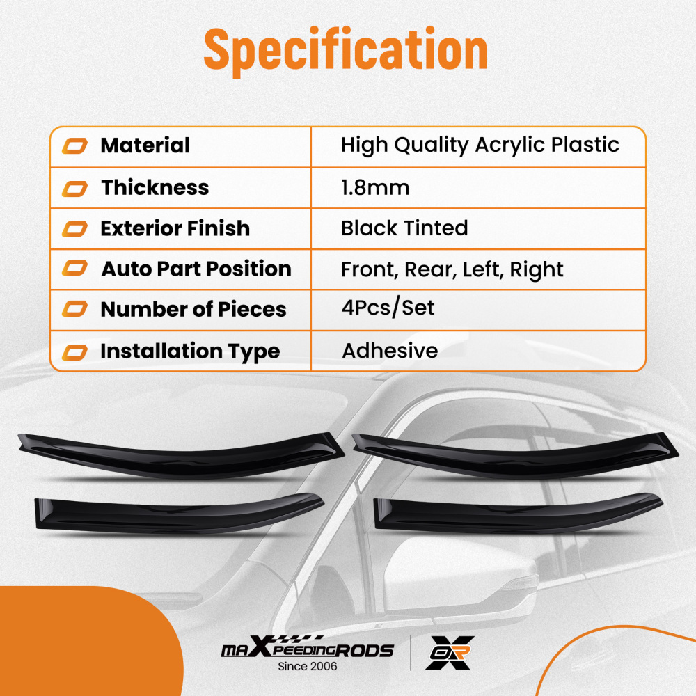 4Door Rain Deflectors Visors Set compatible for VW Jetta MK6 2011-2018 Outside 4pc