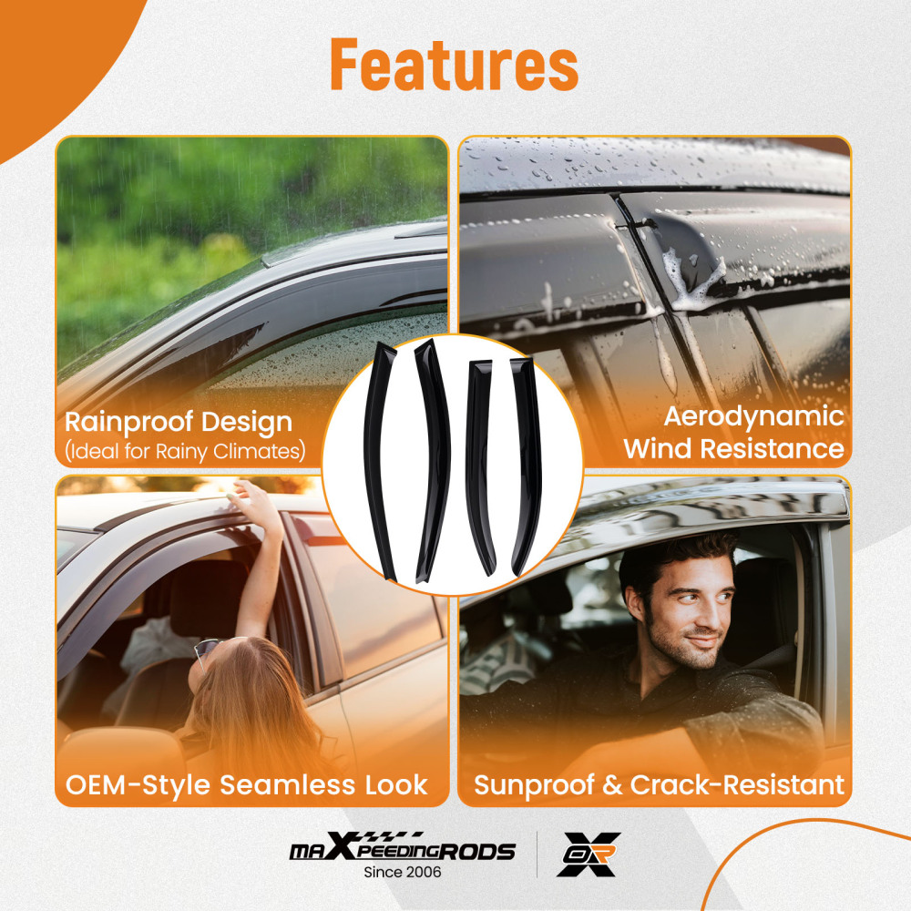 4Door Rain Deflectors Visors Set compatible for VW Jetta MK6 2011-2018 Outside 4pc