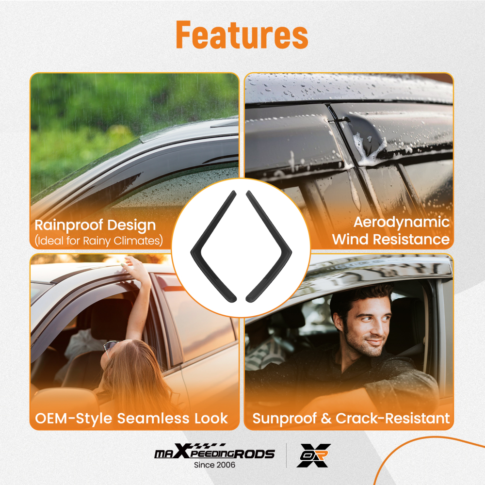 Acrylic Window Deflectors compatible for Mercedes Sprinter 2018-UP Rain Guards 2PC Set