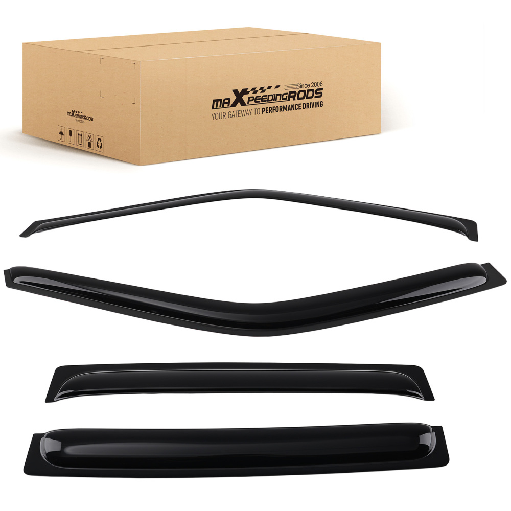 4Pcs Acrylic Window Visor compatible for Nissan Frontier Crew Cab 2005-2020 Black Set