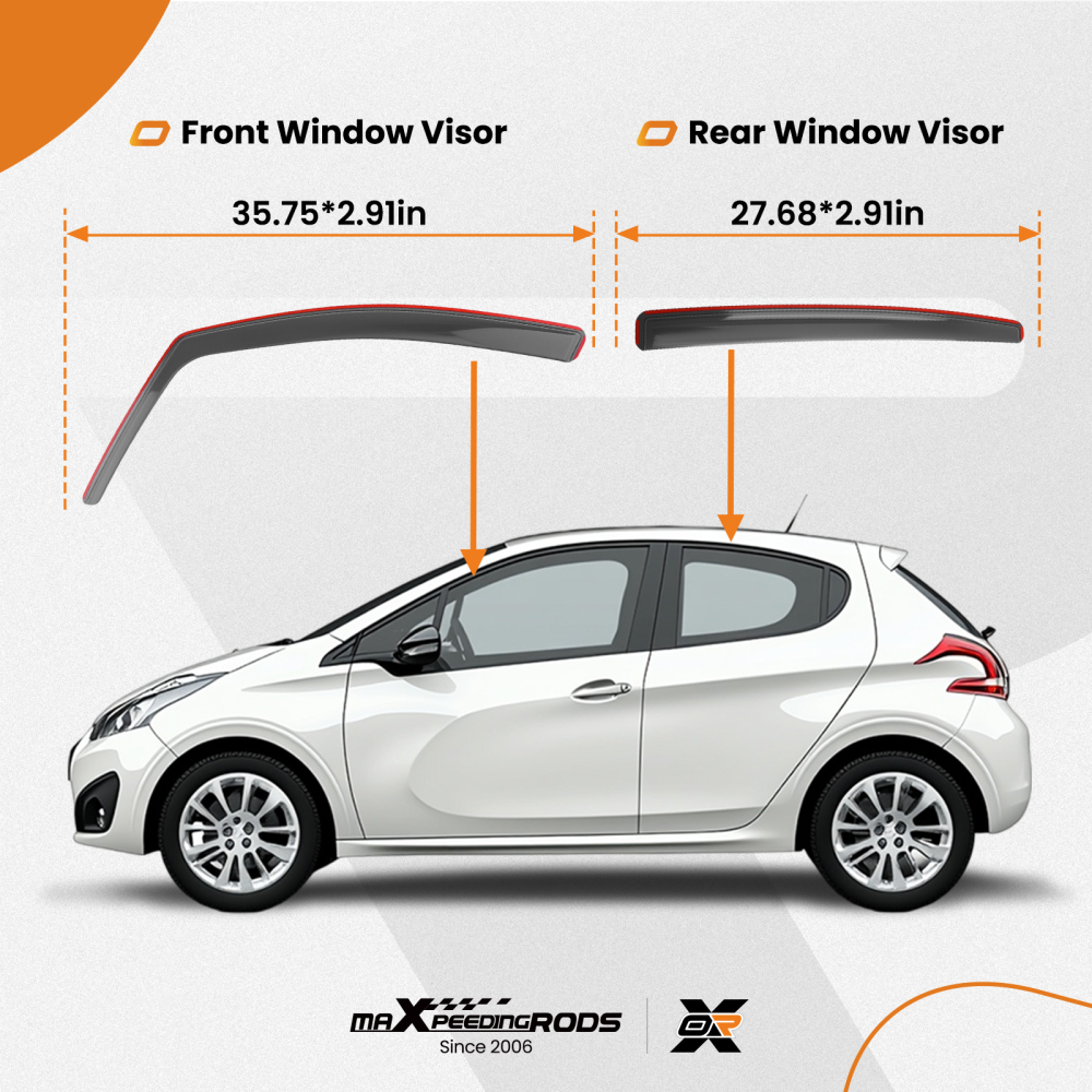 Wind Deflectors compatible for Peugeot 208 MK1 2012-2019 Enhanced Visibility Rain Guards
