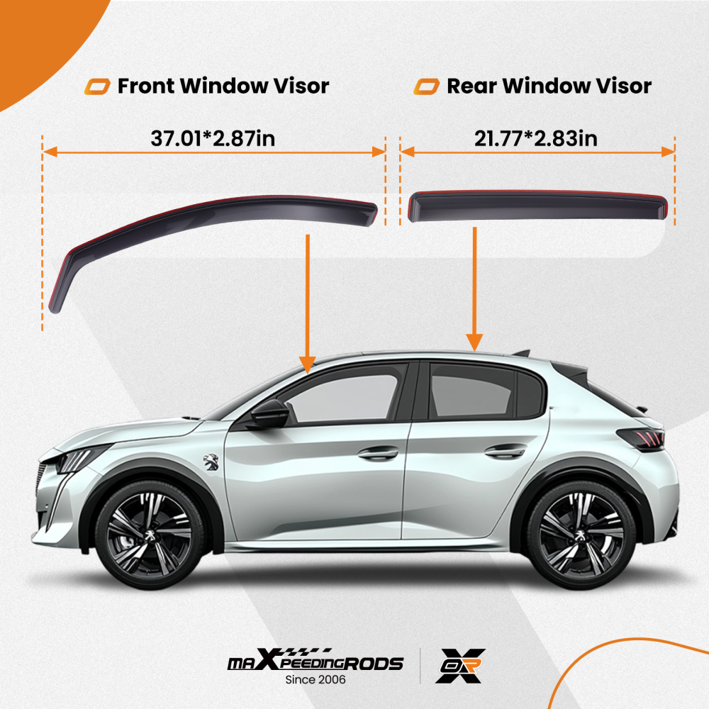 Wind Deflectors compatible for Peugeot 208 MK2 5-Door Hatch 2020-2024 Visors Set