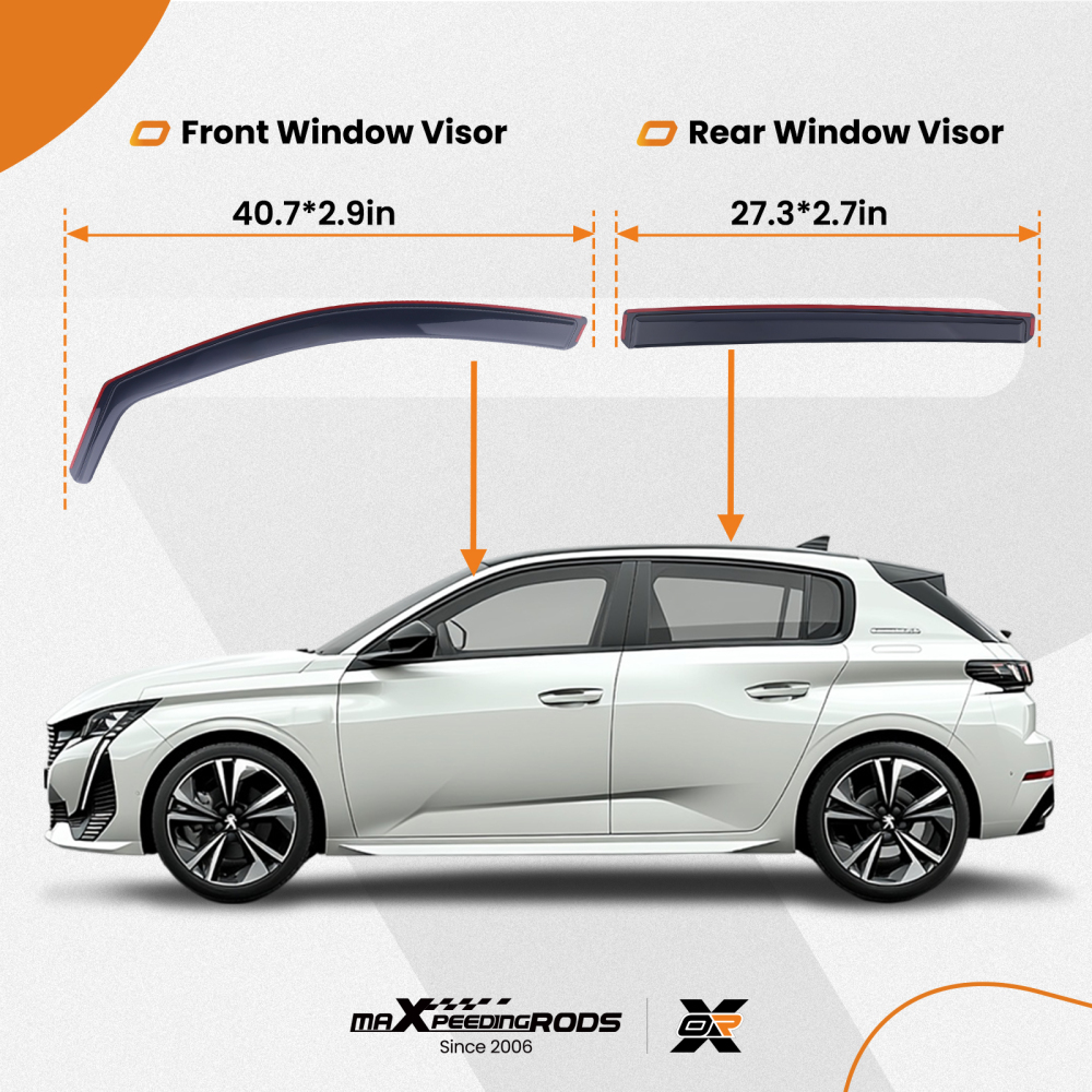 Front Rear Wind Deflectors compatible for Peugeot 308 MK2 2013-2021 Window Visors