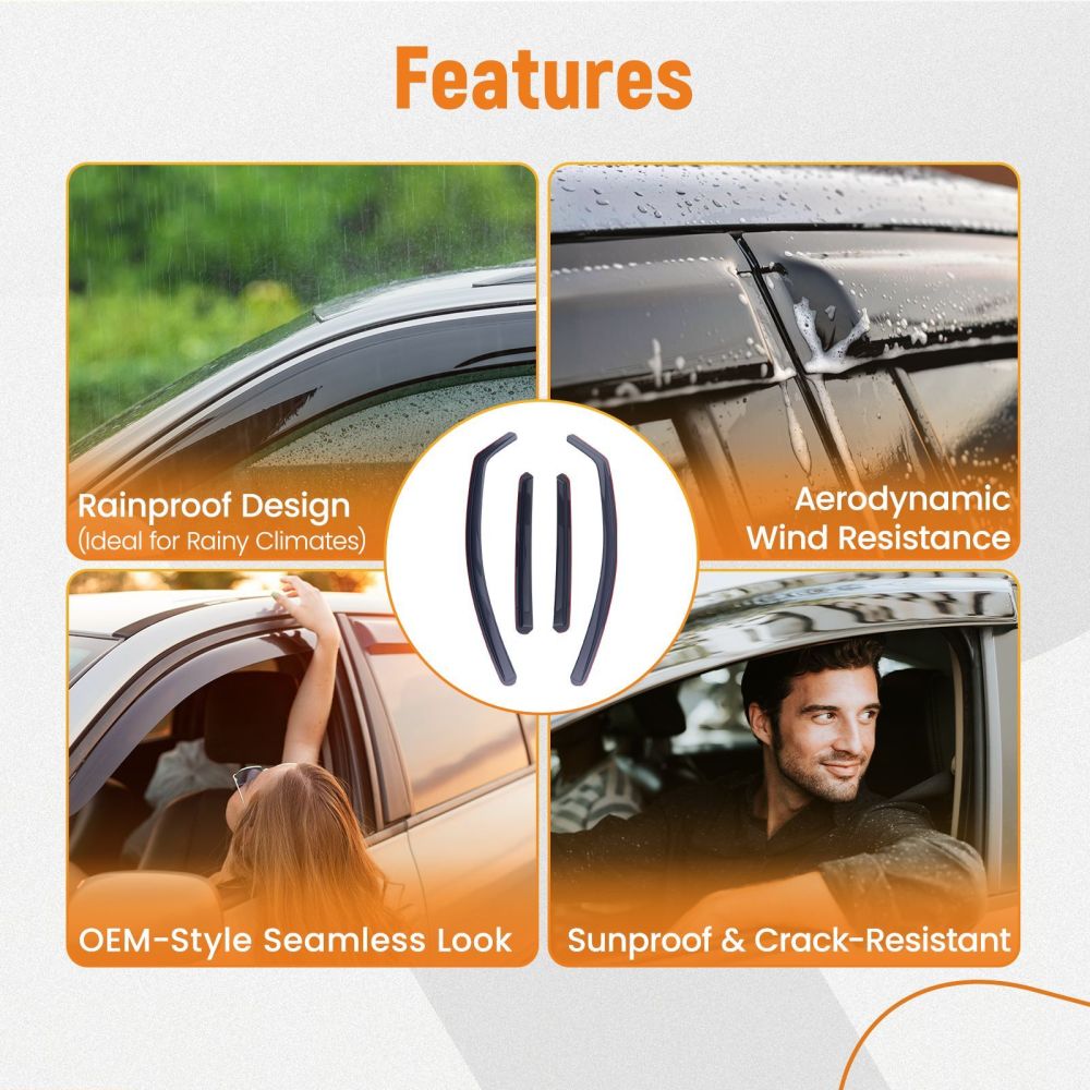 In-Channel Wind Deflectors compatible for Nissan Qashqai 2007-2013 Front Rear Set