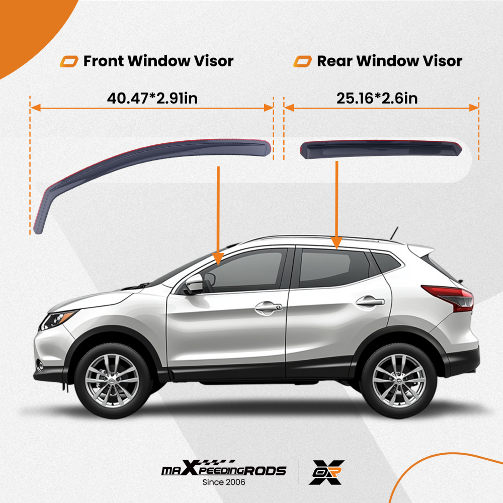 In-Channel Wind Deflectors compatible for Nissan Qashqai 2007-2013 Front Rear Set