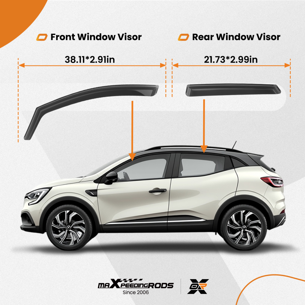 Wind Deflectors compatible for Renault Captur MK2 2020-2024 In-Channel Rain Guards 4pcs