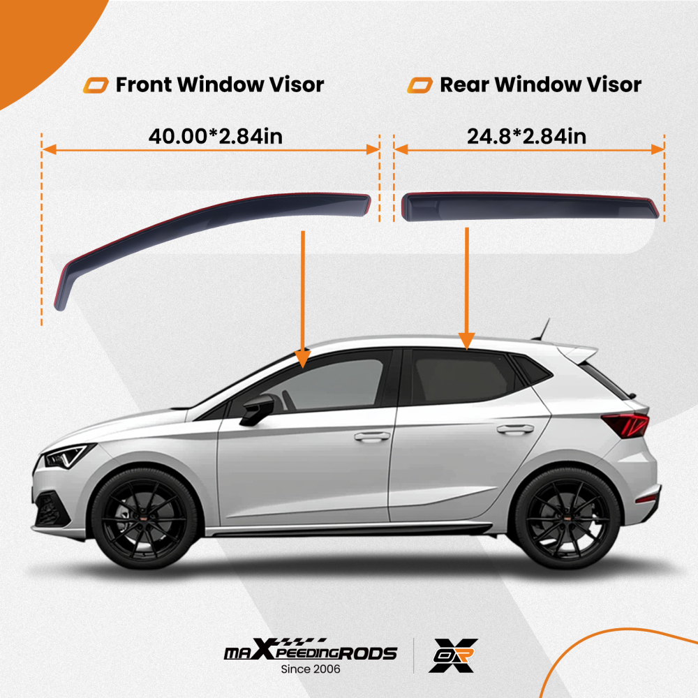 4pcs Tinted Wind Deflectors compatible for Seat Ibiza MK5 2017-2024 Window Rain Visors