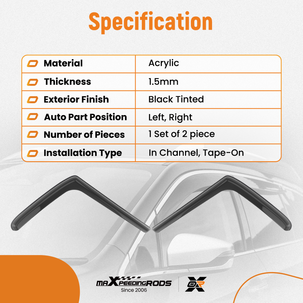 Acrylic Wind Deflector compatible for Mercedes Sprinter 2006-2018 Rain Visor 1.5mm 2PC