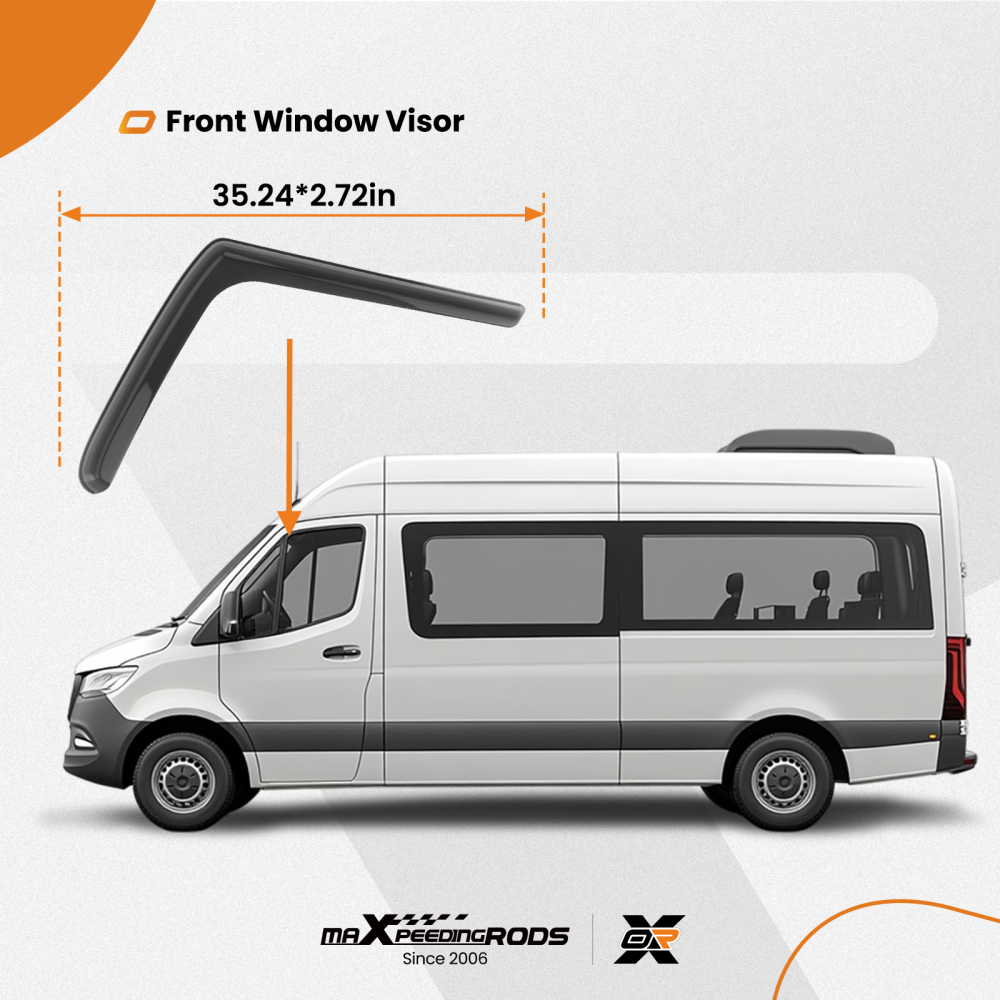 Acrylic Wind Deflector compatible for Mercedes Sprinter 2006-2018 Rain Visor 1.5mm 2PC