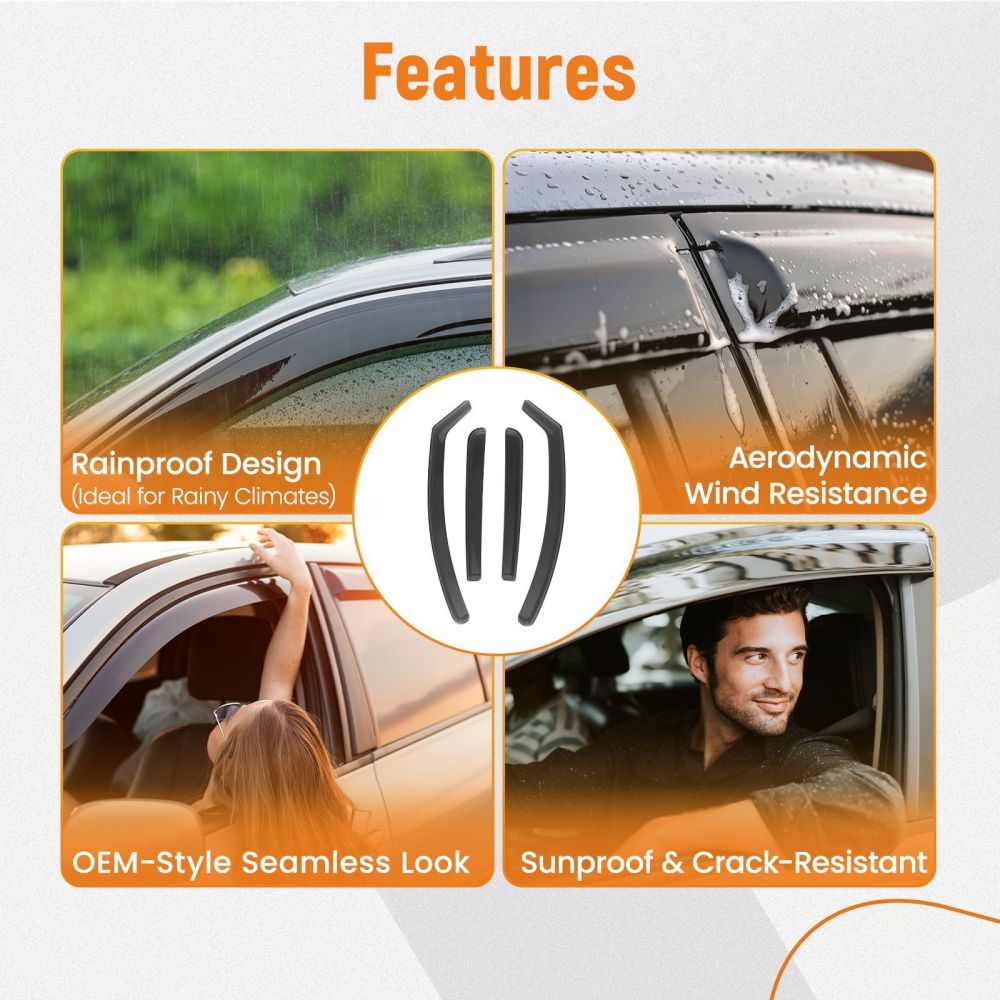 Wind Deflectors compatible for Dacia Sandero Stepway MK2 2013-2020 4pcs In-Channel
