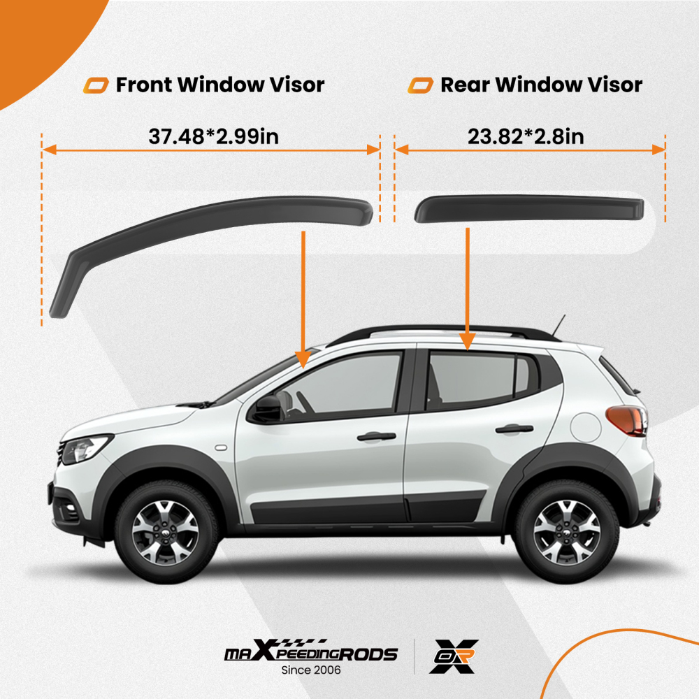 Wind Deflectors compatible for Dacia Sandero Stepway MK2 2013-2020 4pcs In-Channel
