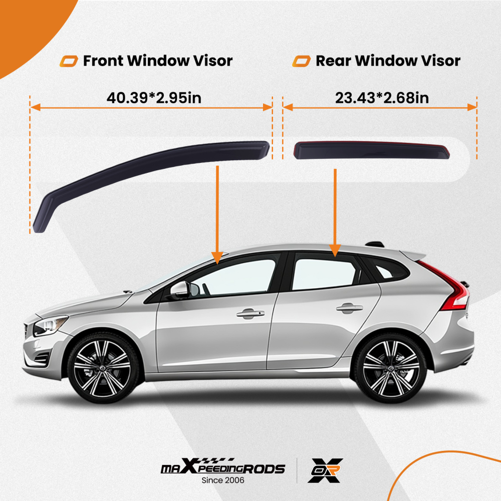 In-Channel Wind Deflectors compatible for Volvo V40 MK2 2012-2019 Window Guards 4pcs