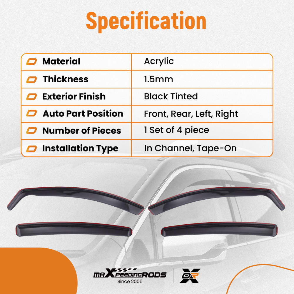 4Pc Acrylic Window Deflectors compatible for Vauxhall Insignia MK1 Saloon/Hatchback 2009-17