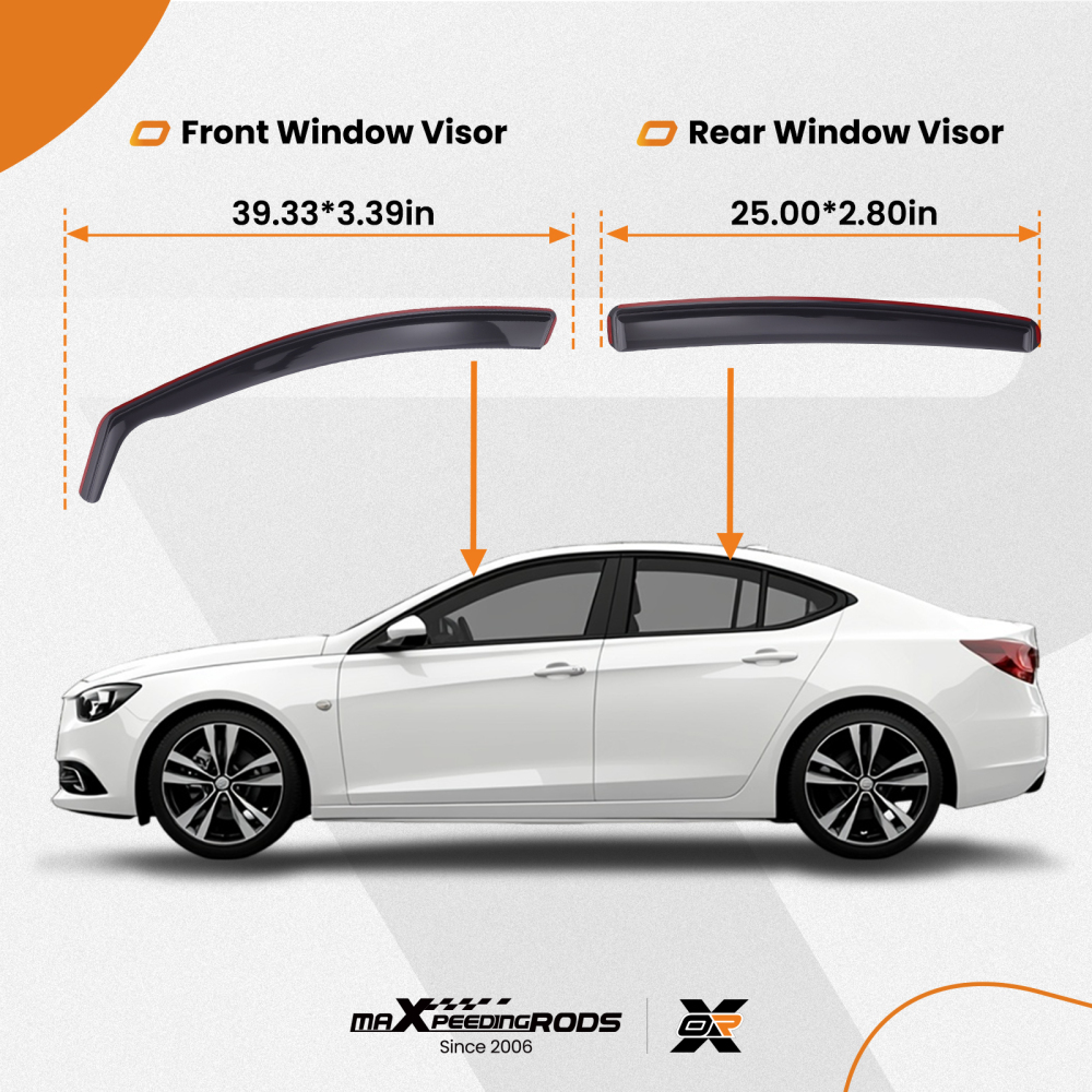 4Pc Acrylic Window Deflectors compatible for Vauxhall Insignia MK1 Saloon/Hatchback 2009-17