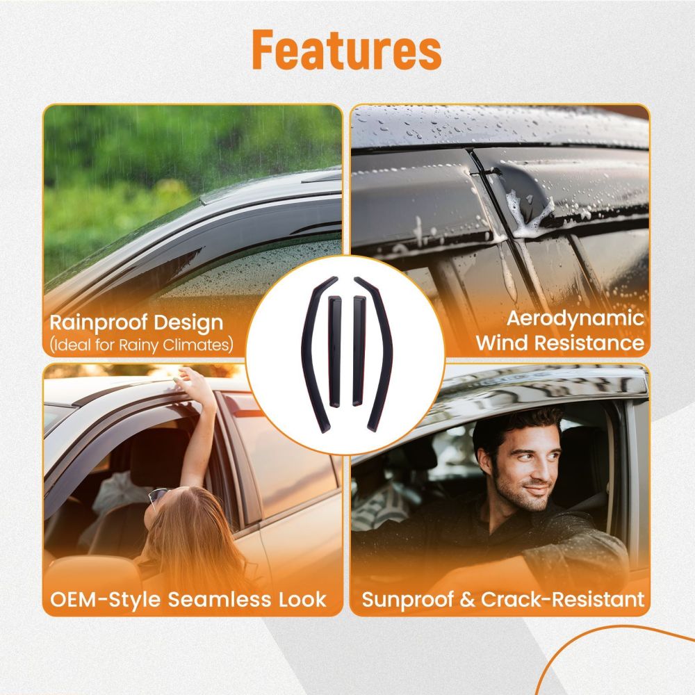 Rain Guard Window compatible for Suzuki Vitara MK2 2014-Onwards Wind Deflector Acrylic 4pcs