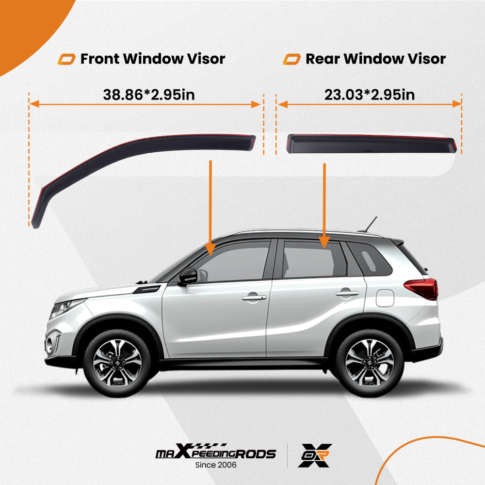 Rain Guard Window compatible for Suzuki Vitara MK2 2014-Onwards Wind Deflector Acrylic 4pcs